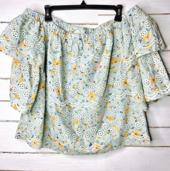 LAIA Anthropologie Ashtabula Embroidered Eyelet Ruffle Top - Picture 4 of 10